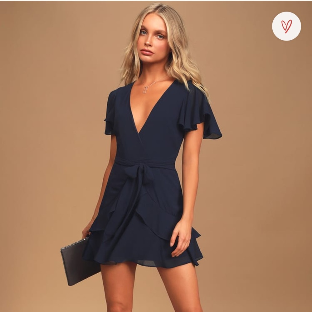 Navy Ruffled Mini Dress